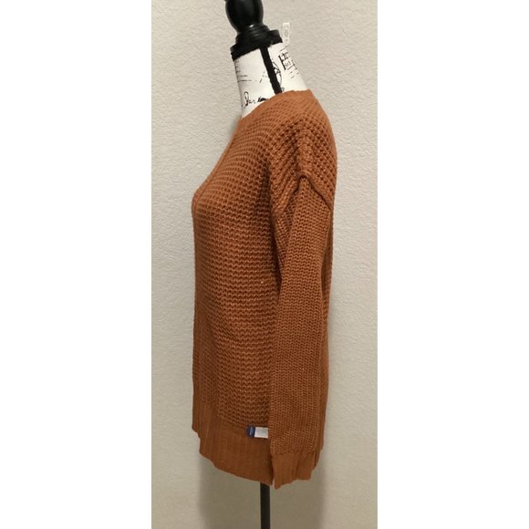 Arizona Rust Waffle Knit Sweater Long Sleeve Ribbed Size S - Picture 3 of 5